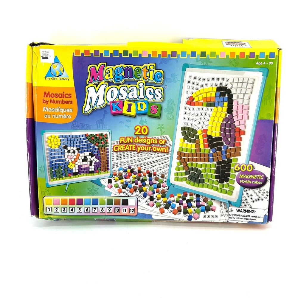 The Orb Factory Magnetic Mosaics Kids 600 Magnetic Foam Cubes 20 Designs Kit